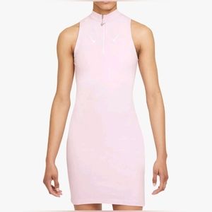 NIKE women's sleeveless half zip tank dress regal pink XS